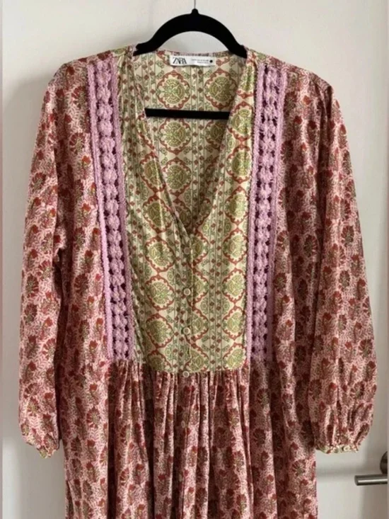 Zara | Floral Button Down "The Rosie" Boho Maxi Lightweight Dress M - Picture 6 of 13